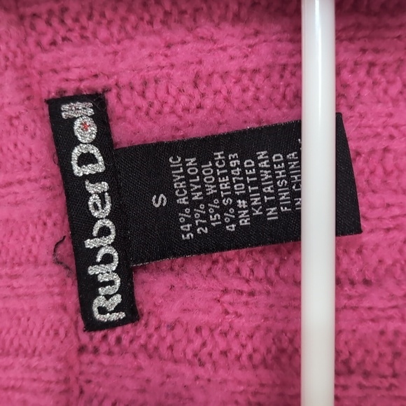 Rubber Doll Hot Pink Wool Blend Buttoned Cardigan Size Small - Picture 2 of 5